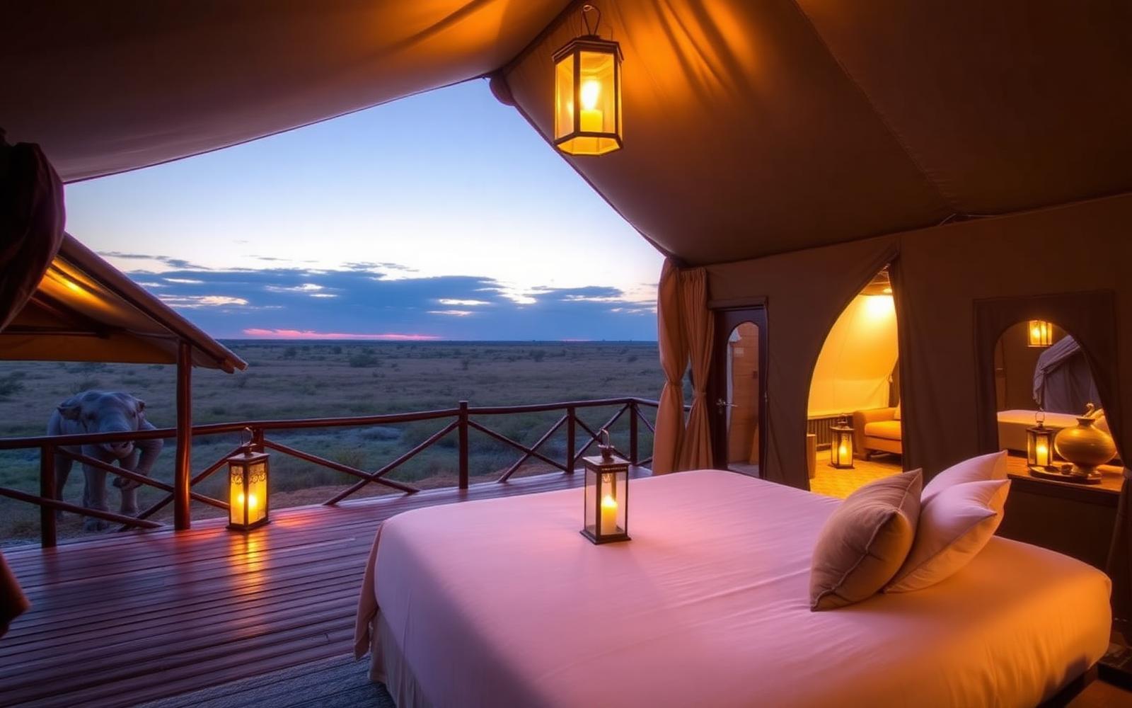 Luxury tented camp interior